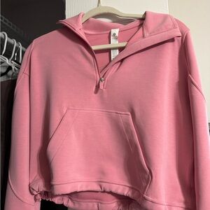 Lululemon Brushed Softstreme Half Zip in Pink Tide